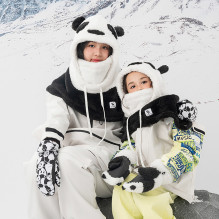 Qunature Panda Heat Transfer Ski Gloves Kids Size S - Black / White