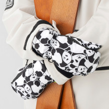 Qunature Panda Heat Transfer Ski Gloves Kids Size S - Black / White