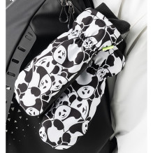 Qunature Panda Heat Transfer Ski Gloves Kids Size S - Black / White