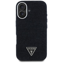 Guess Denim Triangle Logo MagSafe dėklas iPhone 16 - juodas