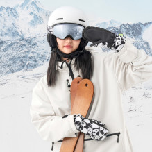 Qunature Panda Heat Transfer Ski Gloves Kids Size S - Black / White
