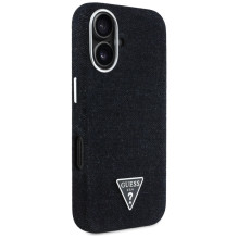Guess Denim Triangle Logo MagSafe dėklas iPhone 16 - juodas