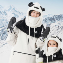 Qunature Panda Heat Transfer Ski Gloves Kids Size S - Black / White