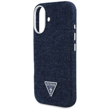 Guess džinsinio trikampio logotipas MagSafe iPhone 16 dėklas – mėlynas