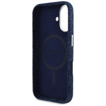Guess džinsinio trikampio logotipas MagSafe iPhone 16 dėklas – mėlynas