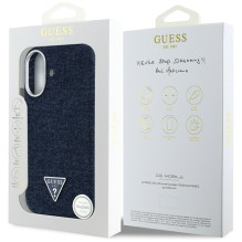 Guess džinsinio trikampio logotipas MagSafe iPhone 16 dėklas – mėlynas