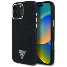 Guess Denim Triangle Logo MagSafe dėklas iPhone 16 Pro - juodas