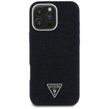 Guess Denim Triangle Logo MagSafe dėklas iPhone 16 Pro - juodas