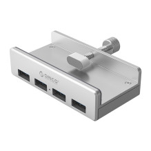 Orico MH4PU stebulės spaustukas, 4x USB-A 3.0 – sidabrinis