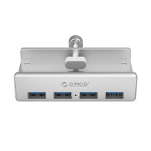 Orico MH4PU stebulės spaustukas, 4x USB-A 3.0 – sidabrinis