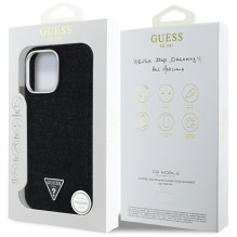Guess džinsinio trikampio logotipas MagSafe iPhone 16 Pro Max dėklas – juodas