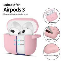 Tech-Protect silikoninis kabliuko dėklas, skirtas Apple AirPods 3 – rožinis Tech-Protect silikoninis kabliuko dėklas, skirtas Apple AirPods 3 – rožinis