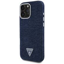 Guess džinsinio trikampio logotipas MagSafe iPhone 16 Pro dėklas – mėlynas