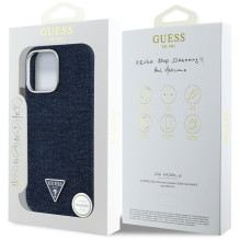 Guess džinsinio trikampio logotipas MagSafe iPhone 16 Pro dėklas – mėlynas