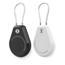 Neperšlampamas Apple AirTag dėklas su plieniniu kabeliu - juoda + balta (2 vnt.)