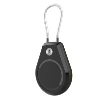 Neperšlampamas Apple AirTag dėklas su plieniniu kabeliu - juoda + balta (2 vnt.)