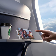 „Dudao K28“ 10000mAh PD 22,5 W „MagSafe“ išorinė baterija su metaliniu dėklu ir žiediniu stovu – sidabrinė