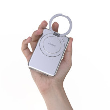 „Dudao K28“ 10000mAh PD 22,5 W „MagSafe“ išorinė baterija su metaliniu dėklu ir žiediniu stovu – sidabrinė