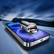 „Wozinsky“ 65 W automobilinis įkroviklis USB-C PD 65 W / USB-A 45 W QC 3.0 - juodas