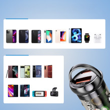 Wozinsky 65W Car Charger USB-C PD 65W / USB-A 45W QC 3.0 - Black