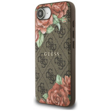 Guess 4G Flowers Print MagSafe dėklas iPhone 16e - rudas
