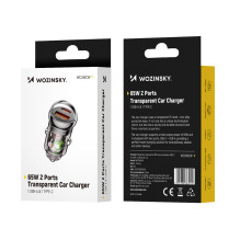 „Wozinsky“ 65 W automobilinis įkroviklis USB-C PD 65 W / USB-A 45 W QC 3.0 - juodas