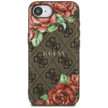 Guess 4G Flowers Print MagSafe dėklas iPhone 16e - rudas