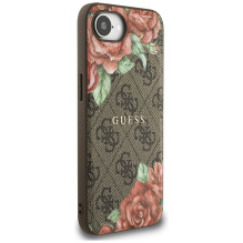 Guess 4G Flowers Print MagSafe dėklas iPhone 16e - rudas