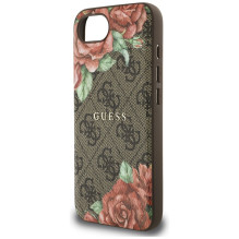 Guess 4G Flowers Print MagSafe dėklas iPhone 16e - rudas