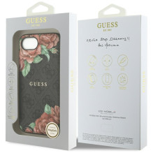Guess 4G Flowers Print MagSafe dėklas iPhone 16e - juodas