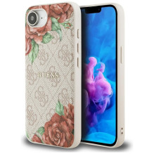 Guess 4G Flowers Print MagSafe iPhone 16e dėklas – rožinis