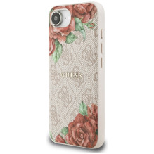 Guess 4G Flowers Print MagSafe iPhone 16e dėklas – rožinis