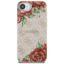 Guess 4G Flowers Print MagSafe iPhone 16e dėklas – rožinis