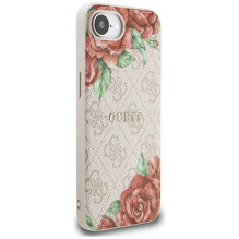 Guess 4G Flowers Print MagSafe iPhone 16e dėklas – rožinis