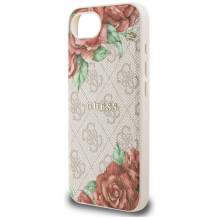 Guess 4G Flowers Print MagSafe iPhone 16e dėklas – rožinis