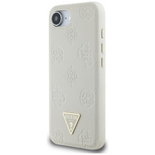 Guess Grained Hot Stamp Peony Triangle Logo MagSafe case for iPhone 16e - beige
