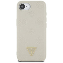 Guess Grained Hot Stamp Peony Triangle Logo MagSafe case for iPhone 16e - beige