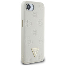 Guess Grained Hot Stamp Peony Triangle Logo MagSafe dėklas, skirtas iPhone 16e - smėlio spalvos