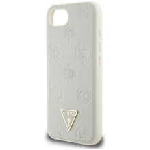 Guess Grained Hot Stamp Peony Triangle Logo MagSafe dėklas, skirtas iPhone 16e - smėlio spalvos