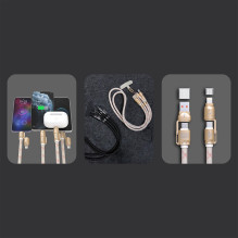 „Dudao L20MAX 4in1“ kabelis / dirželis USB-A / USB-C / Lightning PD QC 65 W 1,5 m – rožinė