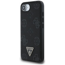 „Guess Grained Hot Stamp Peony Triangle Logo MagSafe“ dėklas, skirtas iPhone 16e – juodas