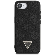 Guess Grained Hot Stamp Peony Triangle Logo MagSafe Case for iPhone 16e - Black