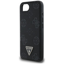 Guess Grained Hot Stamp Peony Triangle Logo MagSafe Case for iPhone 16e - Black