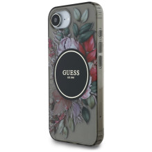 Guess IML Flowers MagSafe iPhone 16e dėklas – juodas