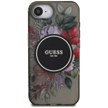 Guess IML Flowers MagSafe iPhone 16e dėklas – juodas