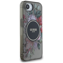 Guess IML Flowers MagSafe iPhone 16e dėklas – juodas