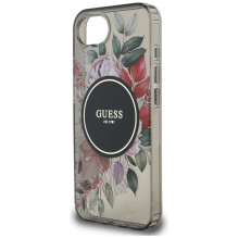 Guess IML Flowers MagSafe iPhone 16e dėklas – juodas