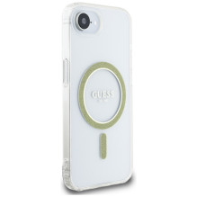 Guess IML Glitter Circle MagSafe iPhone 16e dėklas – skaidrus
