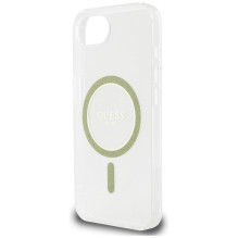 Guess IML Glitter Circle MagSafe iPhone 16e dėklas – skaidrus