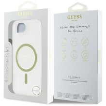 Guess IML Glitter Circle MagSafe iPhone 16e dėklas – skaidrus